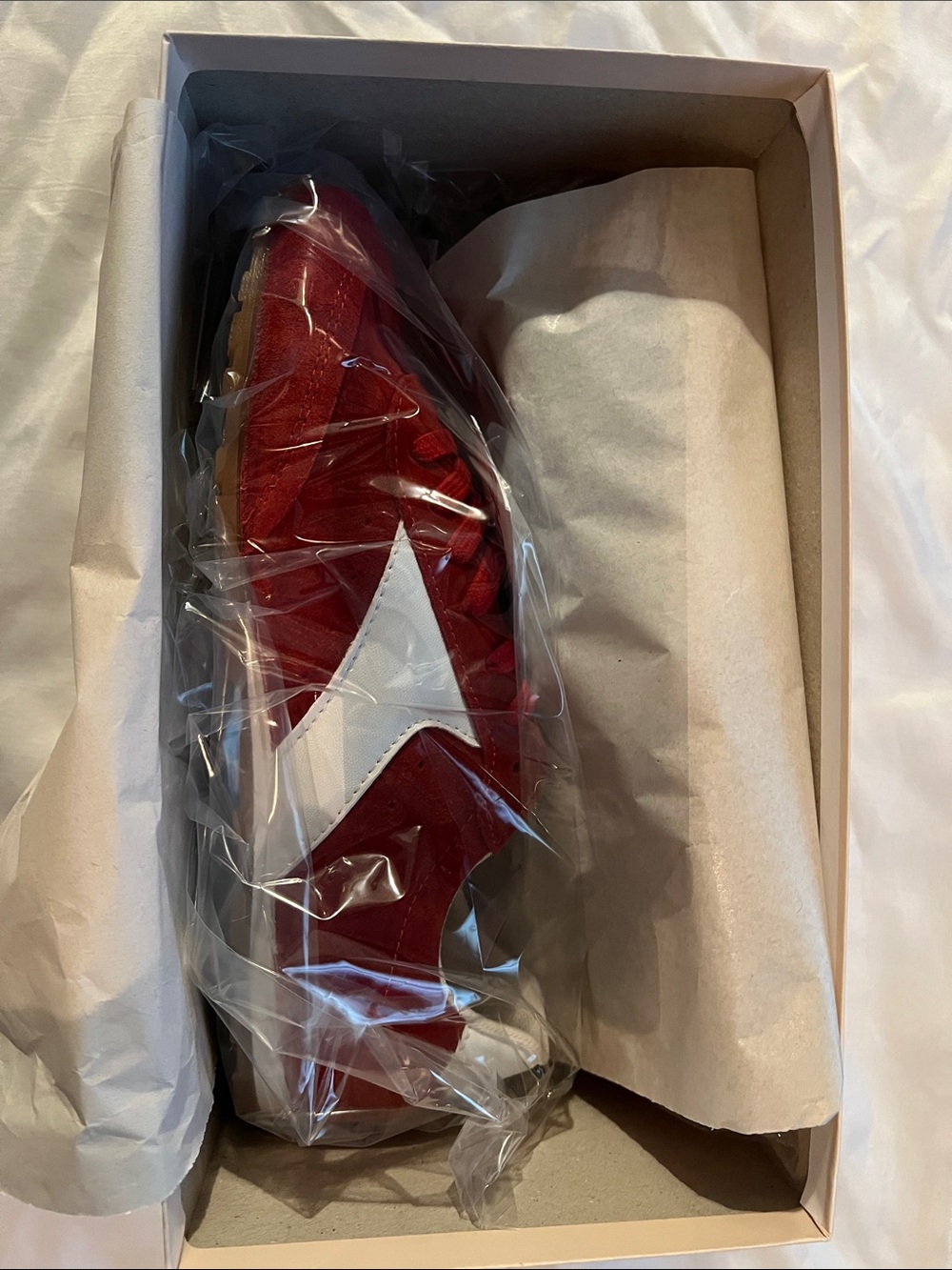 Mila Paoli Red Suede Sneaker with White Accent